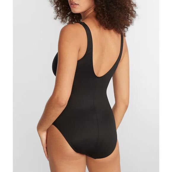 MIRACLESUIT  Vive One Piece zipper front underwire swimsuit black US 12 NEW - Picture 3 of 6